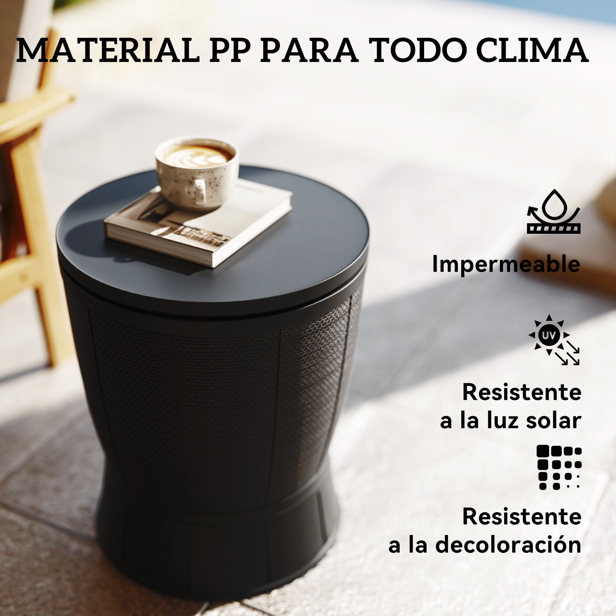 Mesa Nevera para Exterior, 41 L, 3 en 1, Cool Bar, Mesa Auxiliar, Altura Ajustable 58-84 cm, con Cubo de Hielo, Tapa Superior Elevable, para Fiesta, Piscina, Jardín, Patio, Negro