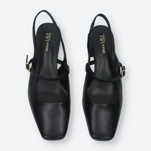 Décolleté sling back Donna Tata Italia Nero