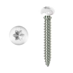 Vis MUSTAD Framex pour PVC - Tête fraisée réduite Torx - Ø6x70 mm - Boite de 100 - Chromiting - laqué blanc - SP305A60070032C