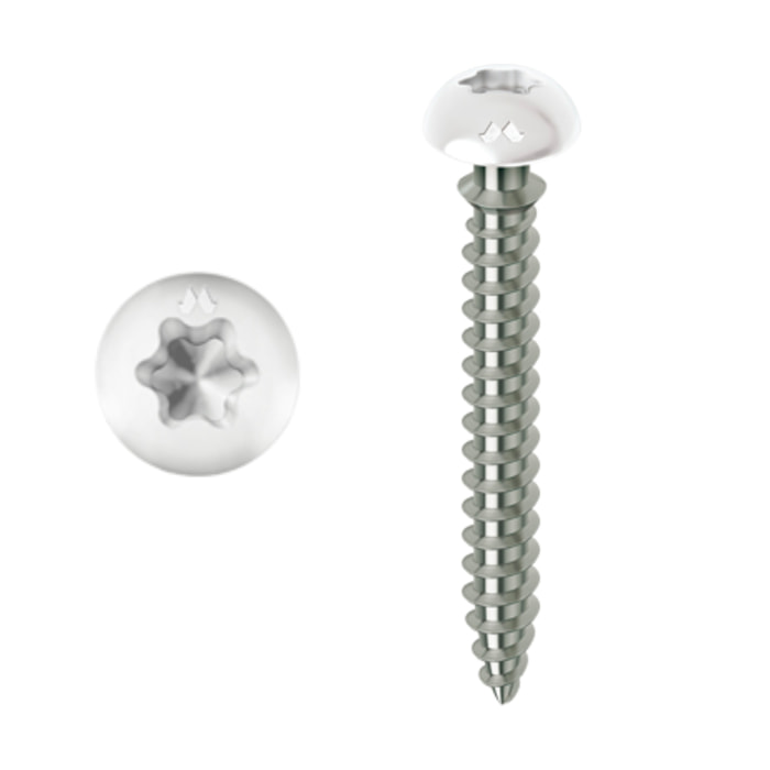 Vis MUSTAD Framex pour PVC - Tête fraisée réduite Torx - Ø6x70 mm - Boite de 100 - Chromiting - laqué blanc - SP305A60070032C