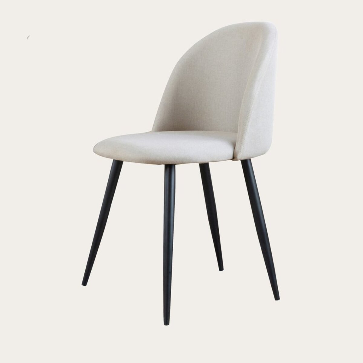 Chaise rembourrée Curie -tissu et bois. pieds métalliques-couleur beige 48 x 78 x 58 cm