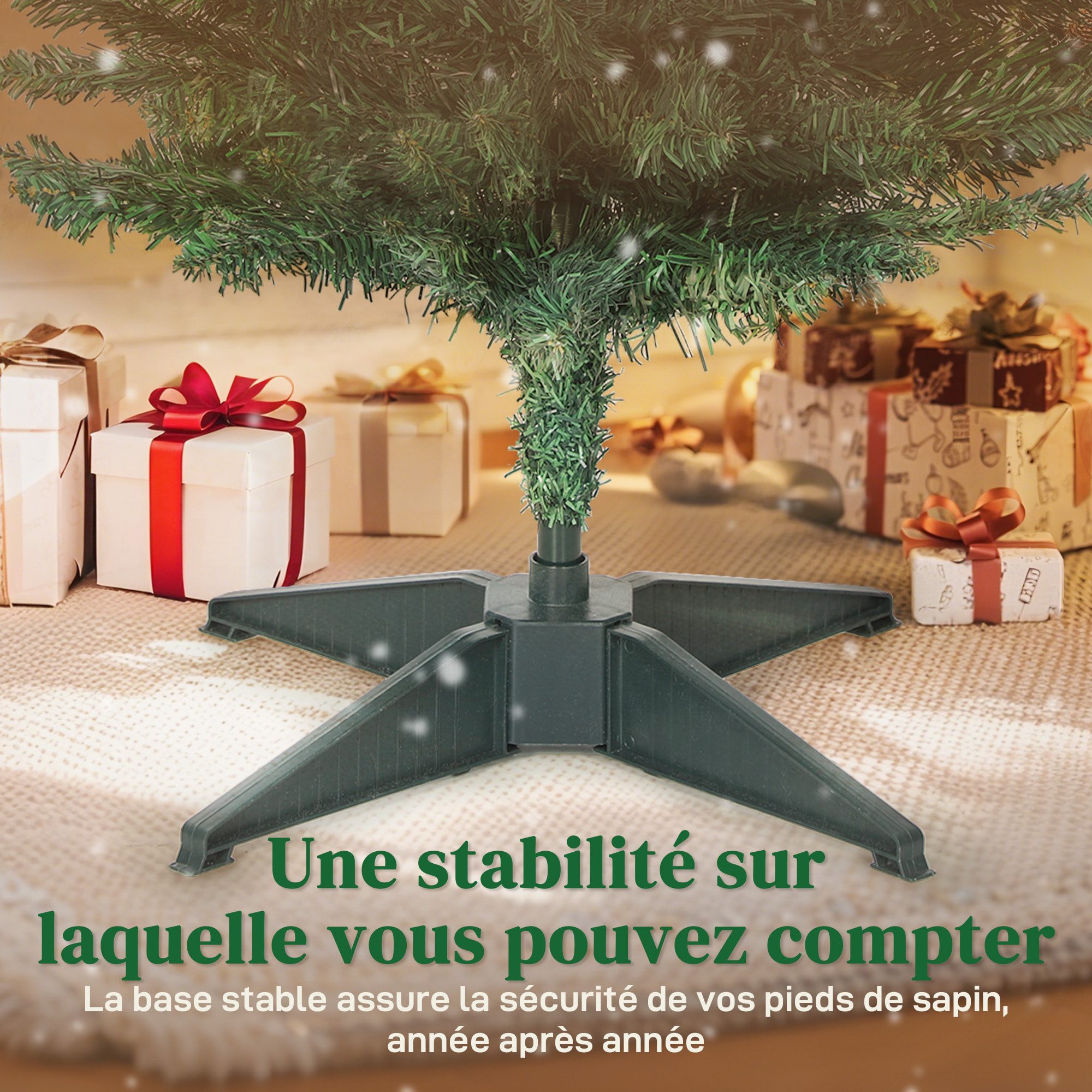 Sapin de Noël artificiel mince épicéa H.180cm 321 branches piètement support plastique vert
