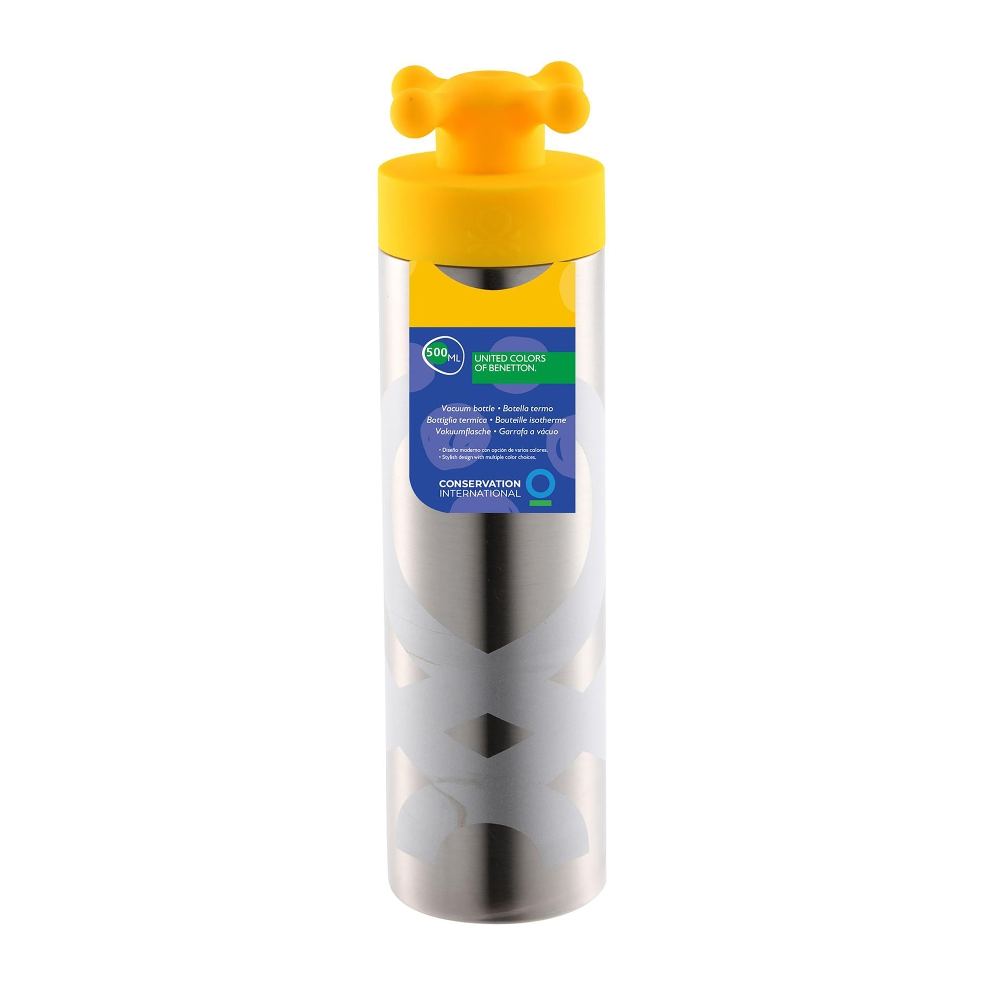 Botella de agua de doble pared 500ml acero inox con tapa amarillo rainbow be