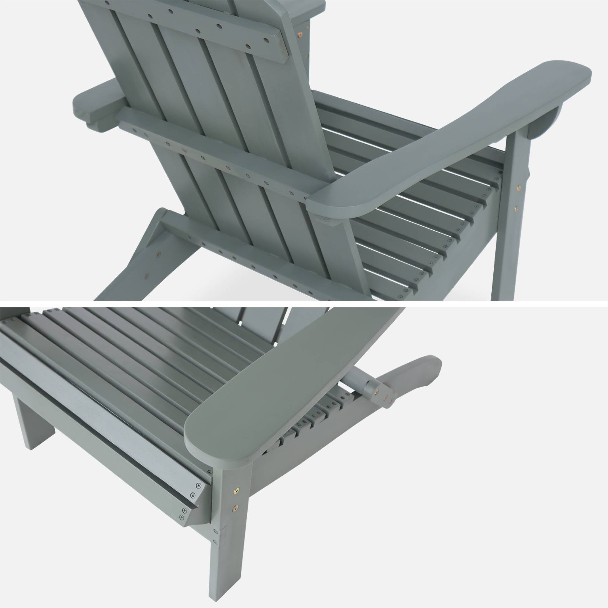 Fauteuil adirondack kaki en bois d'acacia avec accoudoirs KERINA. plusieurs coloris. 90 x 71 x 91.5 cm
