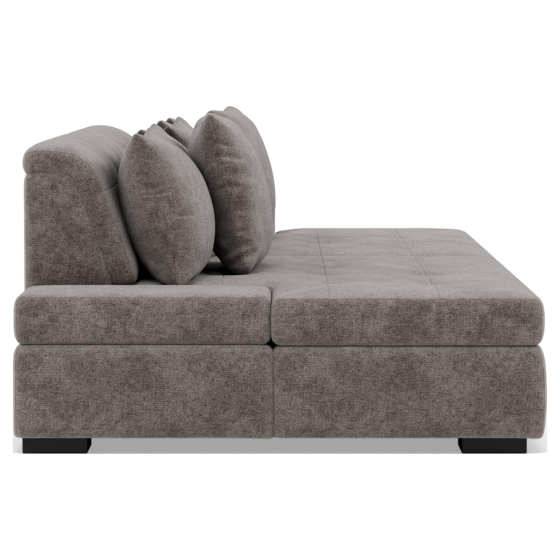 Vermont - canapé droit 4 places avec double méridienne - assise profonde - en velours texturé - Gris
