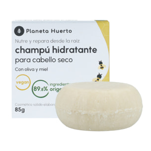 PLANETA HUERTO | Champú Sólido Hidratante con Oliva y Miel 85 gr - Nutrición Intensa y Suavidad Natural