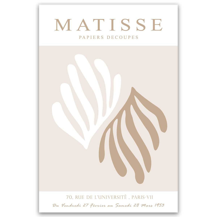 Tableau feuilles beige style minimaliste matisse Toile imprimée