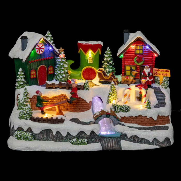 Village lumineux jeux de lutins 13 LED l.31cm musical