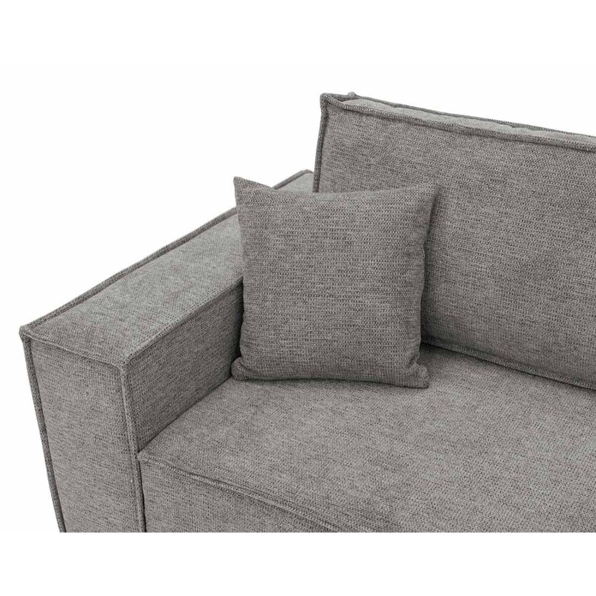 Cezanne - Canapé droit 3 places convertible avec coffre en tissu texturé - Gris