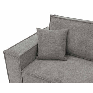Cezanne - Canapé droit 3 places convertible avec coffre en tissu texturé - Gris