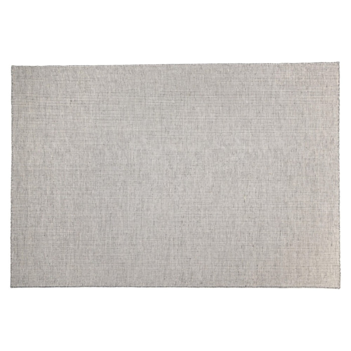 QUENTIN - Tapis rect 200x290cm en laine tissée couleur blanc/gris chiné