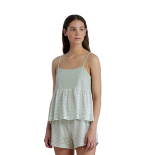 Pigiama donna in cotone con top bretellina e pantalone corto articolo vichy Noidinotte