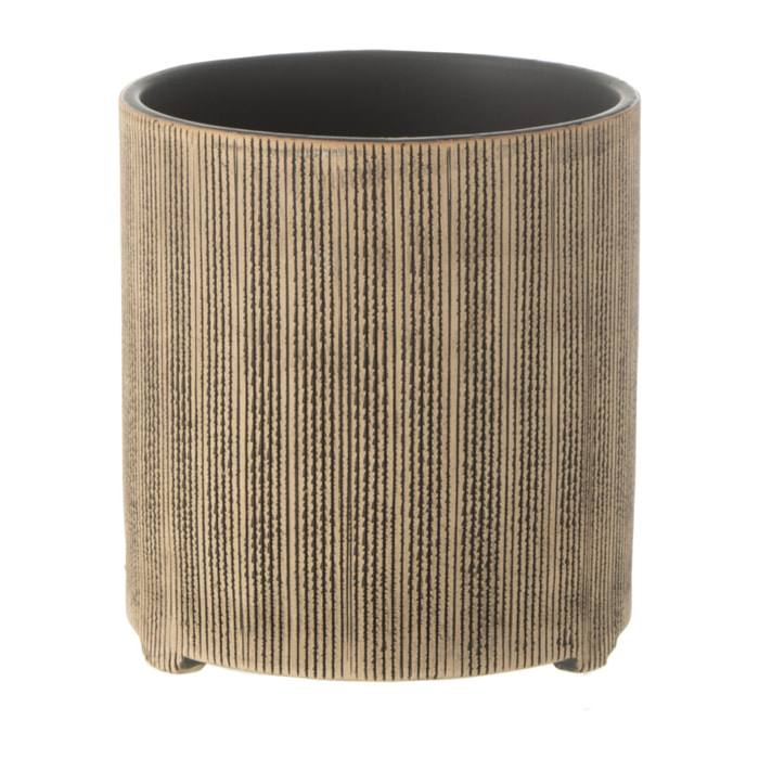 J-Line cache-pot Maria Rond - céramique - brun - 2 pièces - Ø 14.5 cm