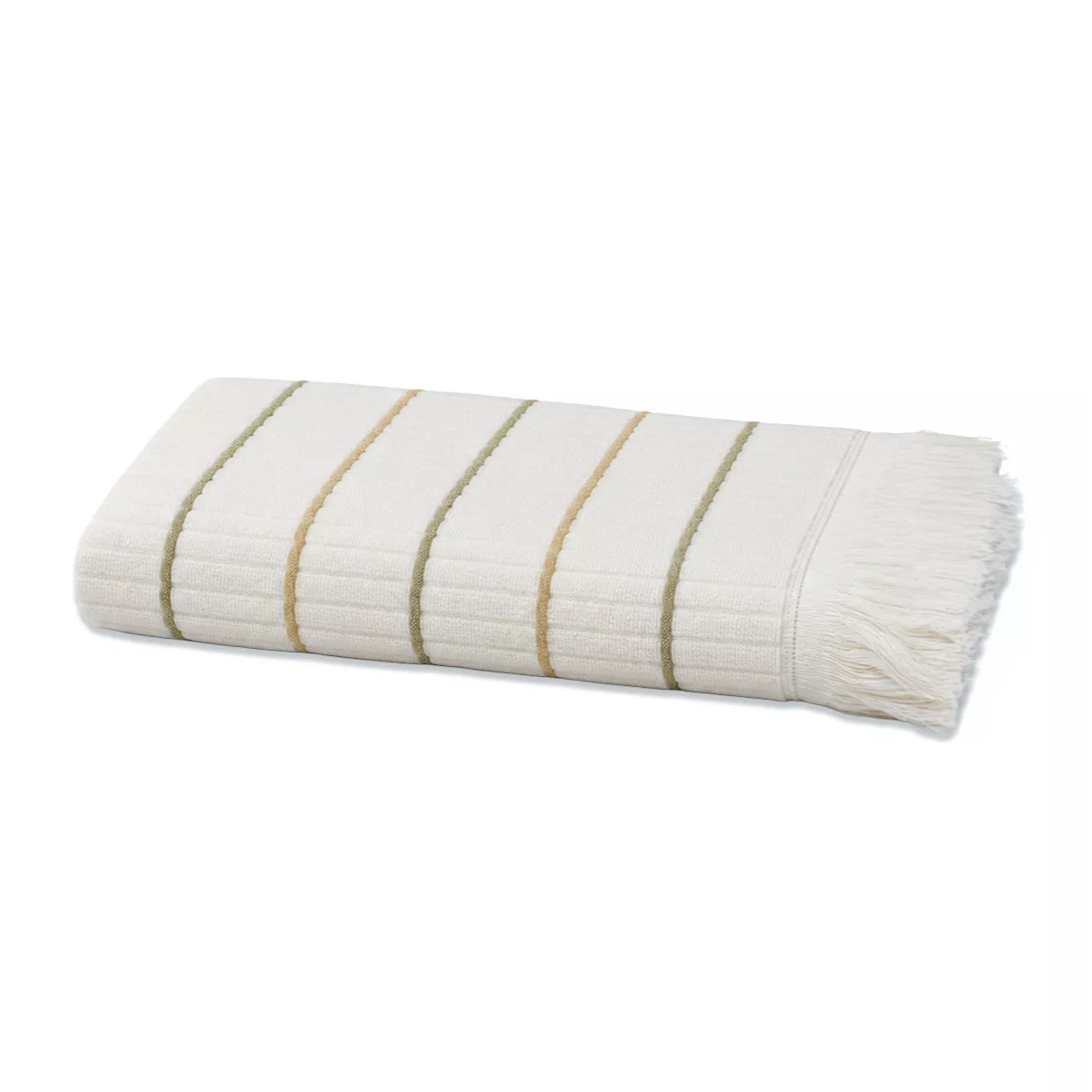 Drap de douche pur coton 580 g/m² tissé teint rayé jaune vert Farniente pissenlit