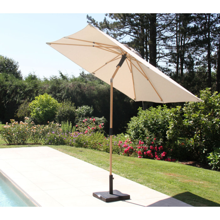 Parasol droit Ø2,4m - effet bois - lin - RUBIS
