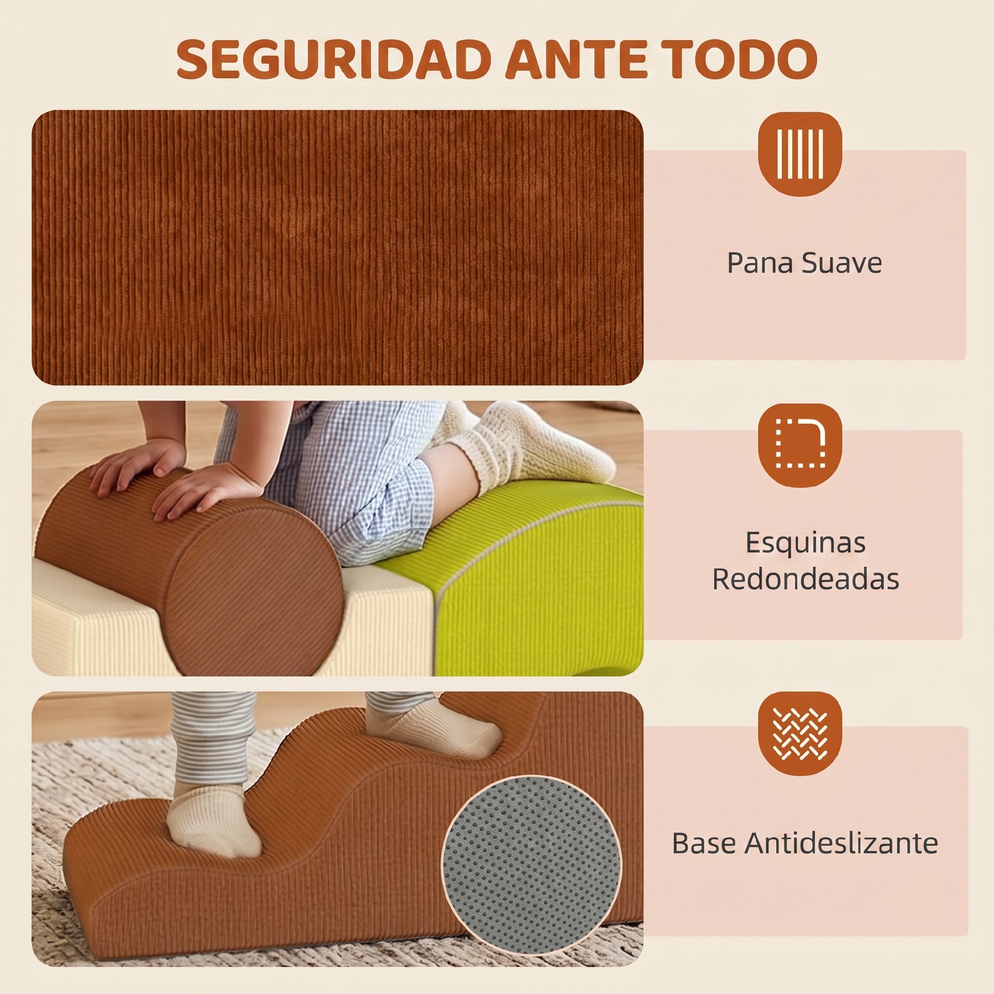 Juego de 5 Bloques de Espuma para Niños, Bloques de Psicomotricidad Infantil con Base Antideslizante, Funda Extraíble, Set de Escalada Suave Interior para Escalar y Gatear, 3-6 Años