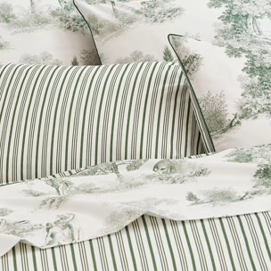 Drap plat percale de coton imprimé vert Poesie verde