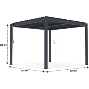 Pergola bioclimatique en aluminium "Windsor" - 3 x 3 m - Anthracite