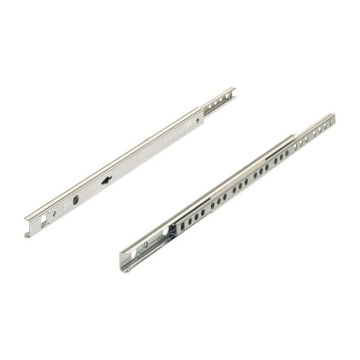 Paire de coulisses à billes KA 1730 HETTICH - Rainure 17 mm - L.400 mm - Acier zingué - Pour tiroir 250 à 410 mm - 30766