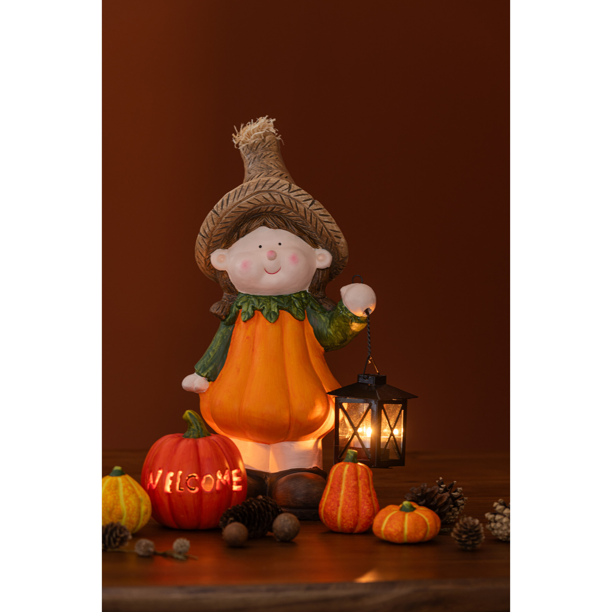 J-Line figurine Enfant Citrouille - céramique - orange - 2 pcs
