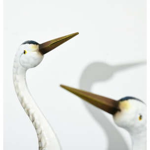 Set de 2 Piezas Estatuas de Jardín de Grulla de Acero Esculturas de Garza para Exteriores Adornos de Grulla para Decoración de Césped Patio Estanque