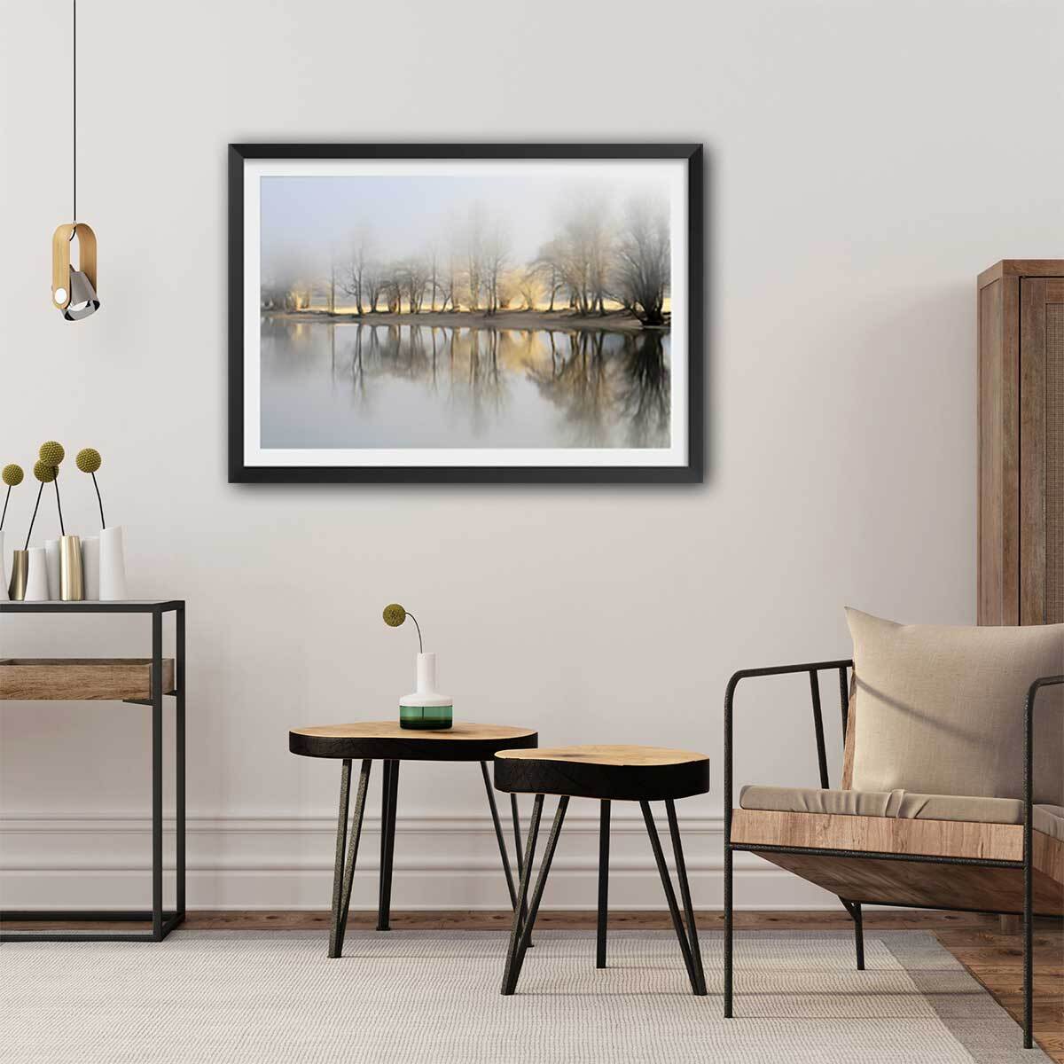 Affiche paysage Une journee de janvier Affiche sous cadre noir