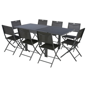 Table de jardin extensible "Piazza" graphite 8 places en aluminium traité époxy