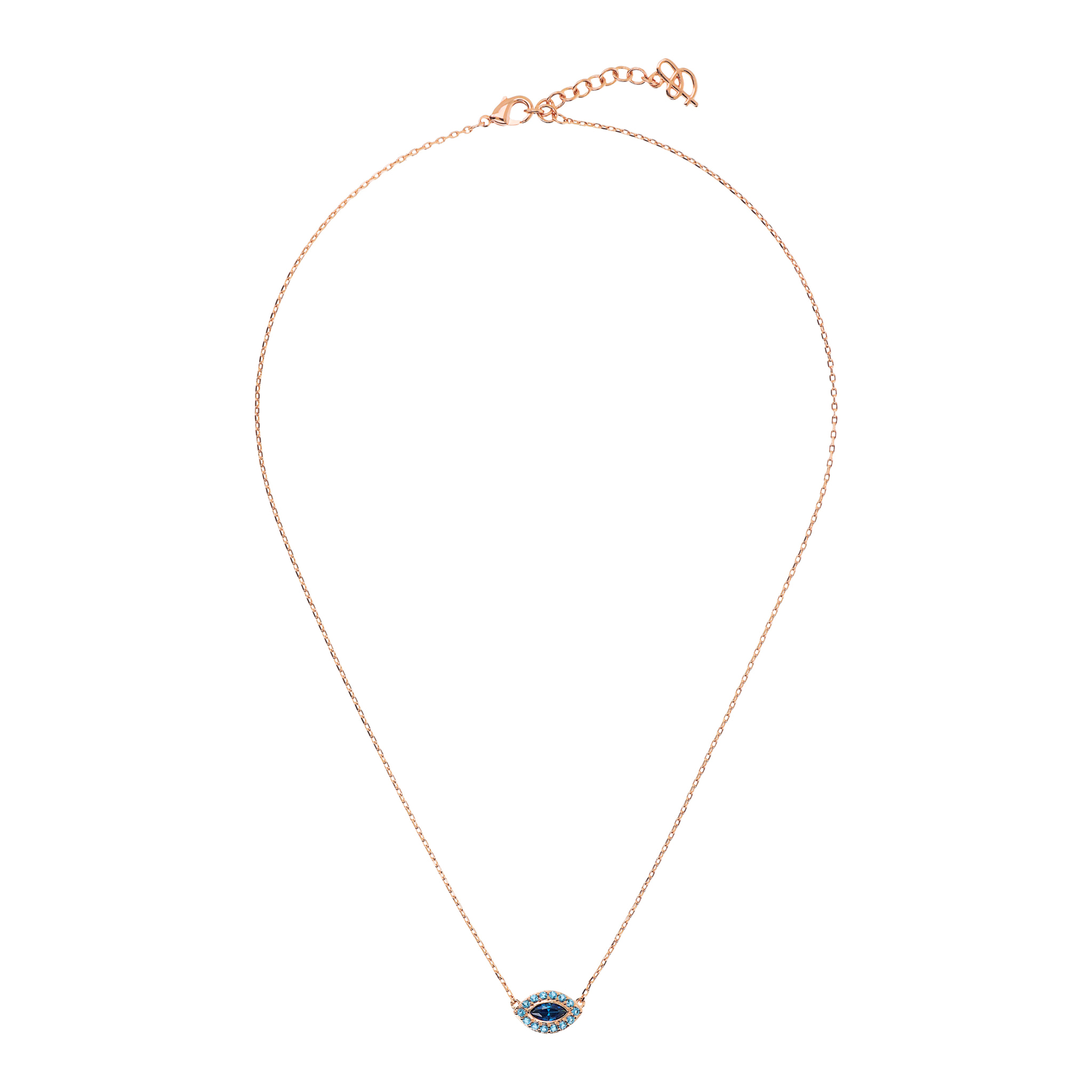 Collana Catena Forzatina con Pendente Marquise in Cubic Zirconia Blu