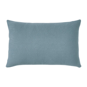 Housse de coussin unie texturée en jacquard de coton, POÈME, Bleu Vert