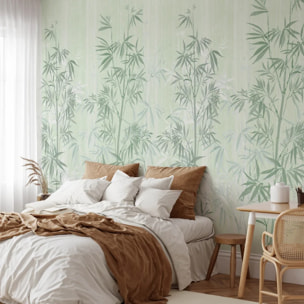 Carta da Parati Foresta di Bambù in Stile Acquerello Giapponese