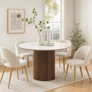 Table à manger ronde en céramique bicolore 6 places - MIRA