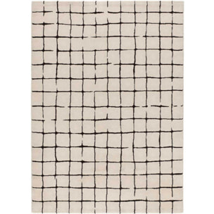 RETRO Alfombra pelo corto con diseño geométrico en blanco y negro, varias medidas disponibles.