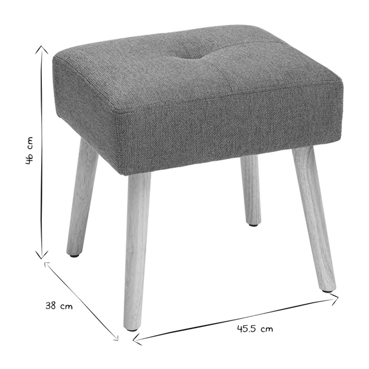 Tabouret bas en tissu effet velours texturé terre brûlée et bois clair massif H46 cm GUESTA