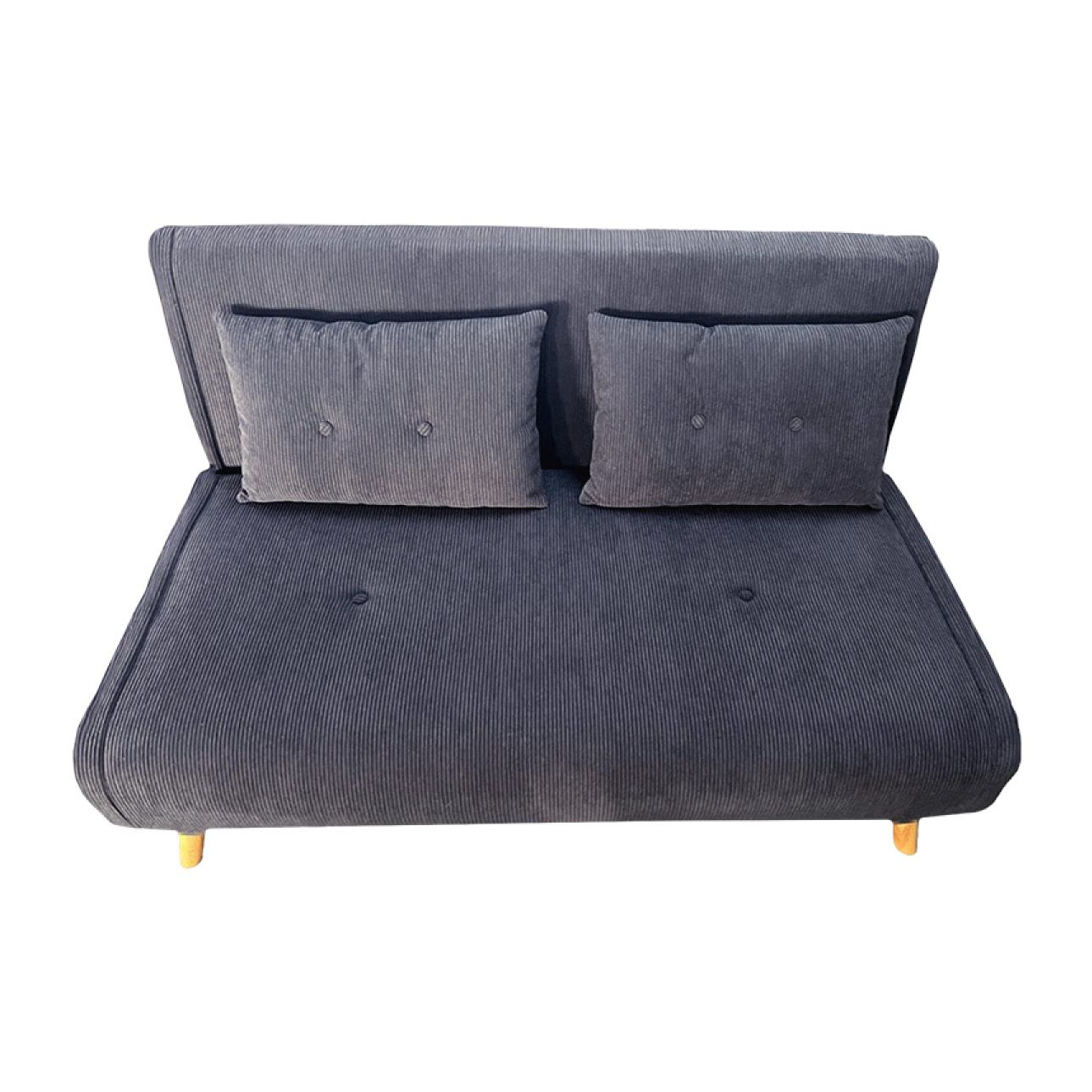 LIPIK Canapé convertible en velours côtelé gris 2 places