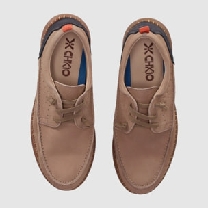 Zapatos de Piel - Taupe - Tacón: Bajo