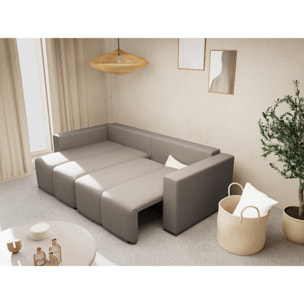 Daryl - canapé d'angle réversible 4 places convertible avec coffre en tissu texturé - Gris clair
