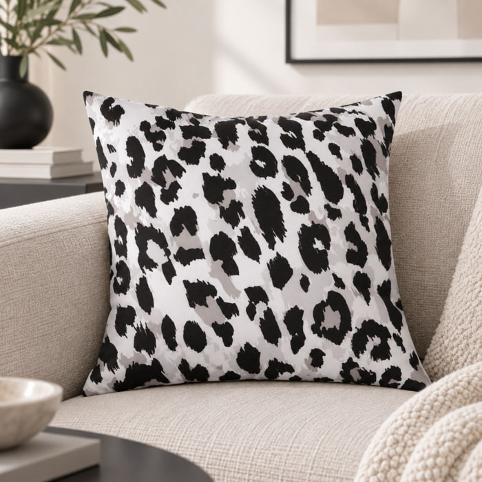 Coussin motif léopard - Noir