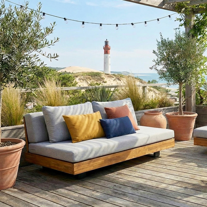 Canapé de jardin 2 places en bois FSC - CAPRI