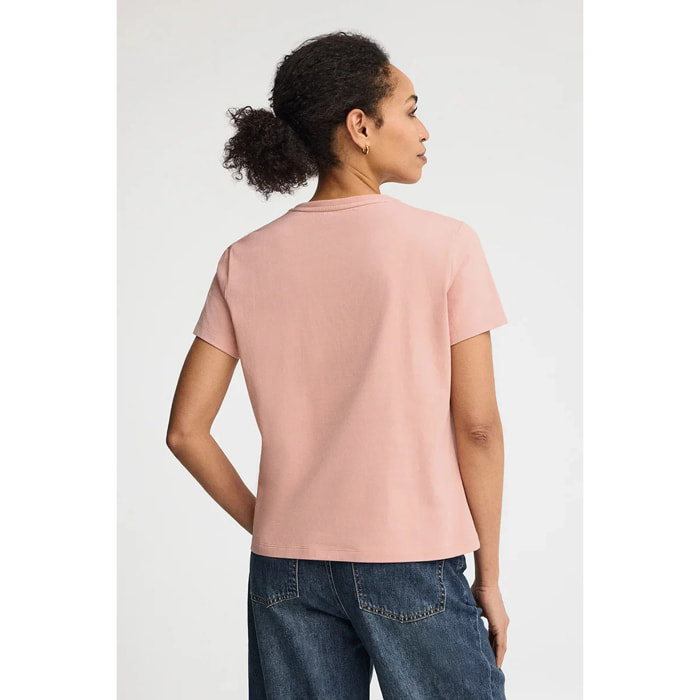 Camiseta rosa palo de manga corta y cuello redondo con bordado Rigby Go