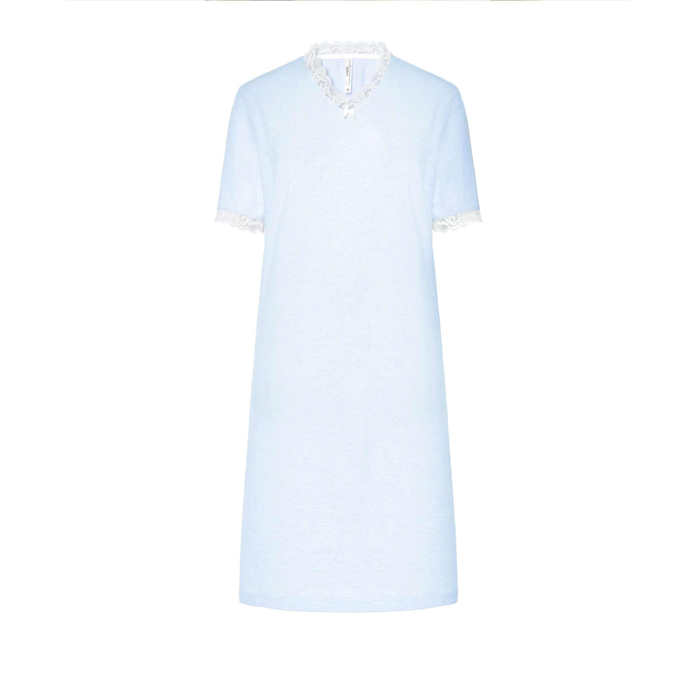 Camisón mujer con encaje escote en pico y clásica manga corta