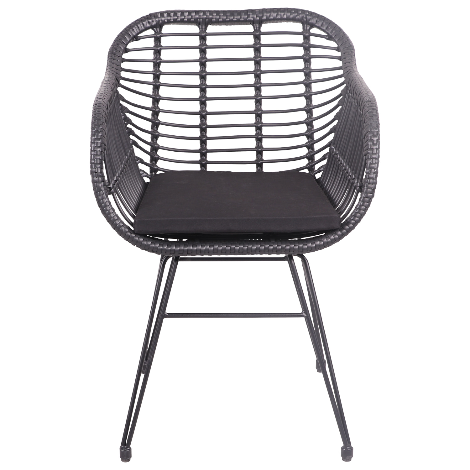 Lot de 2 fauteuils en rotin synthétique noirs avec coussins CINTA