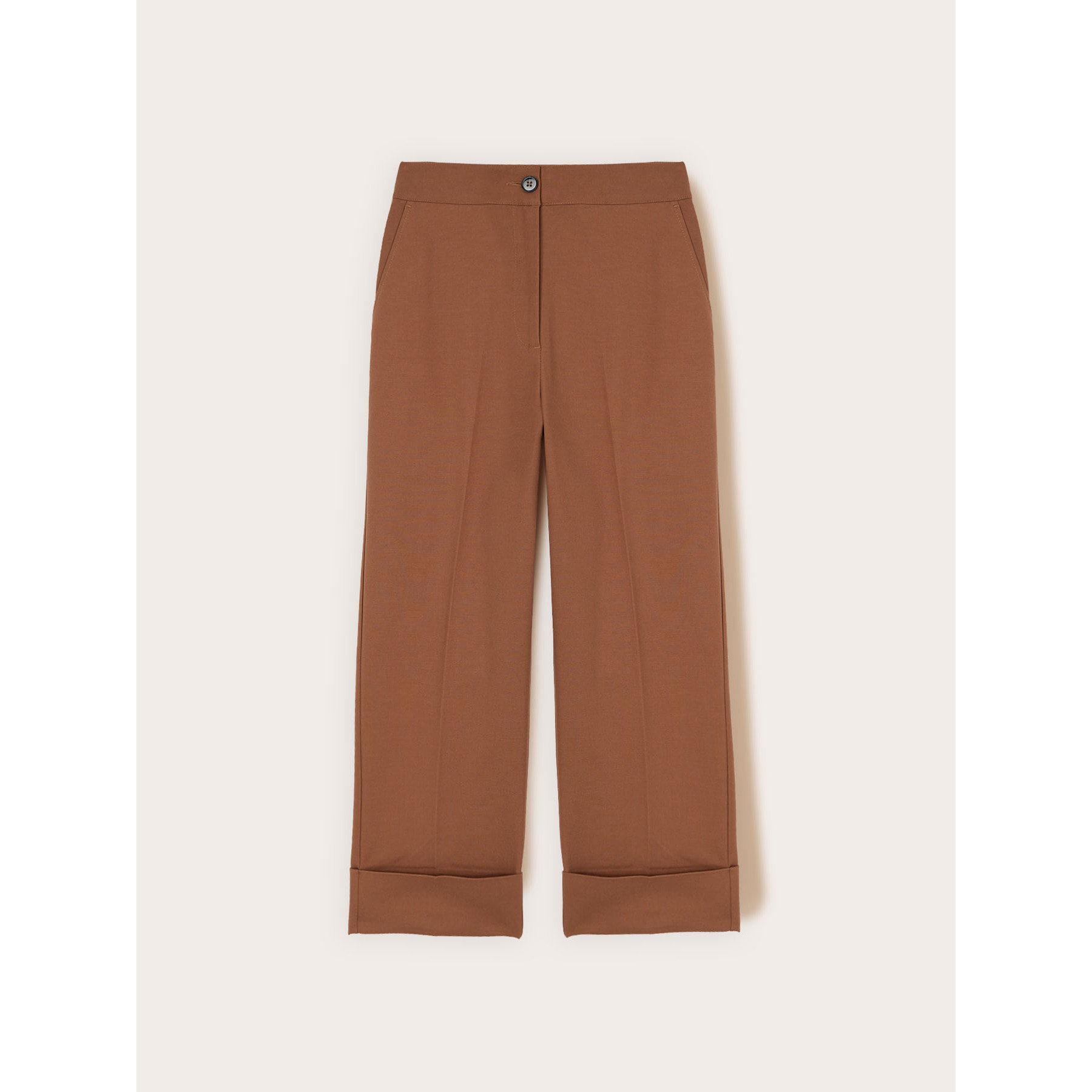 Motivi - Pantaloni wide in tessuto tecnico misto cotone - Marrone