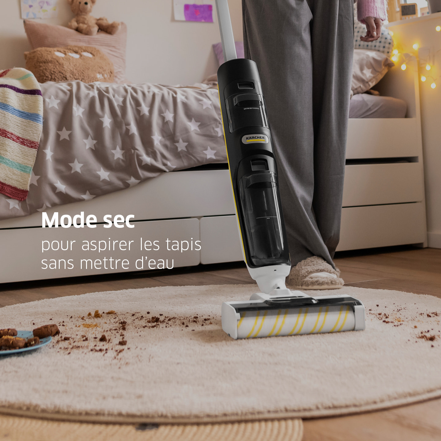 Aspirateur laveur sans fil Karcher FCV4 DRY EXTRA - eau/poussières - 200 m² - aspire lave et sèche - autonettoyage 70° - 2 rouleaux