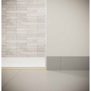 Porte de Douche Pivotante 70x180 cm en Verre Trempe 5 mm - Finition Or Brosse - GOLD ELEMENTARY