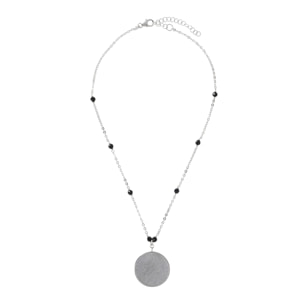 Collana Catena Rolo con Spinello Nero e Pendente Moneta 100Lire