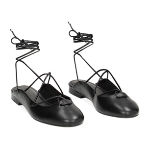 Ballerine slingback nere, lace-up