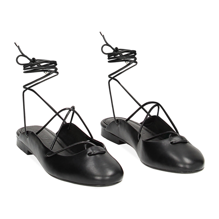 Ballerine slingback nere, lace-up