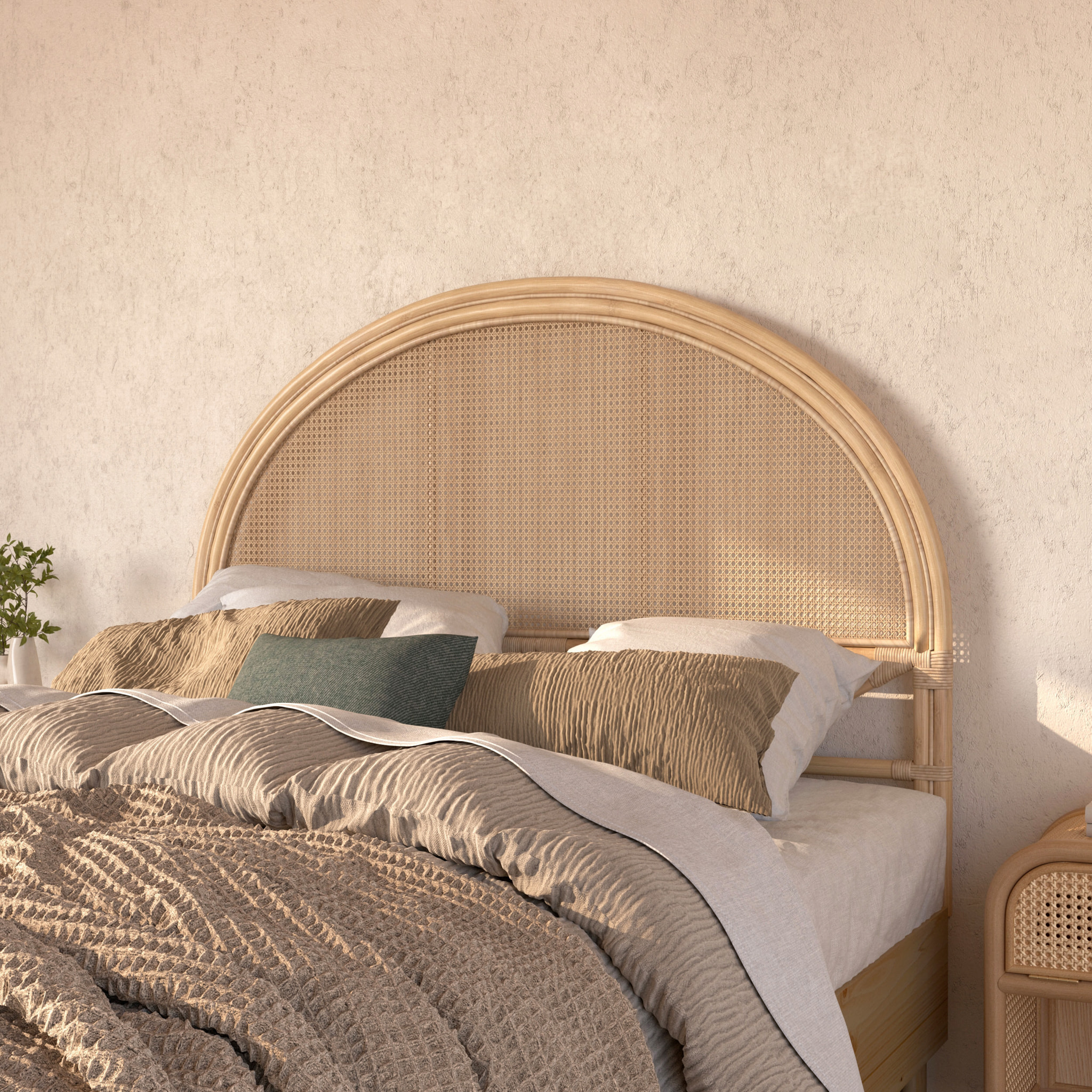 Tête de lit 140 cm en rotin et cannage - Madya