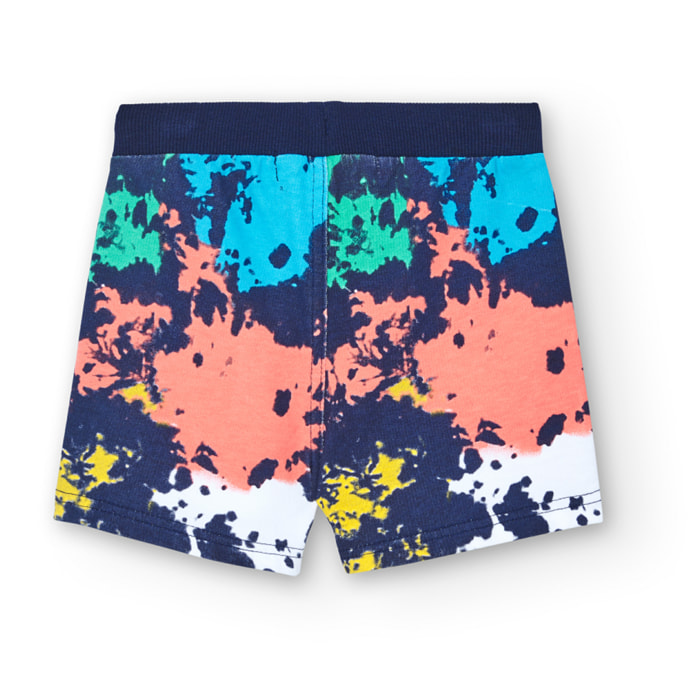 Bermudas estampadas bebÃ© niÃ±o, felpa, azul marino, 348027