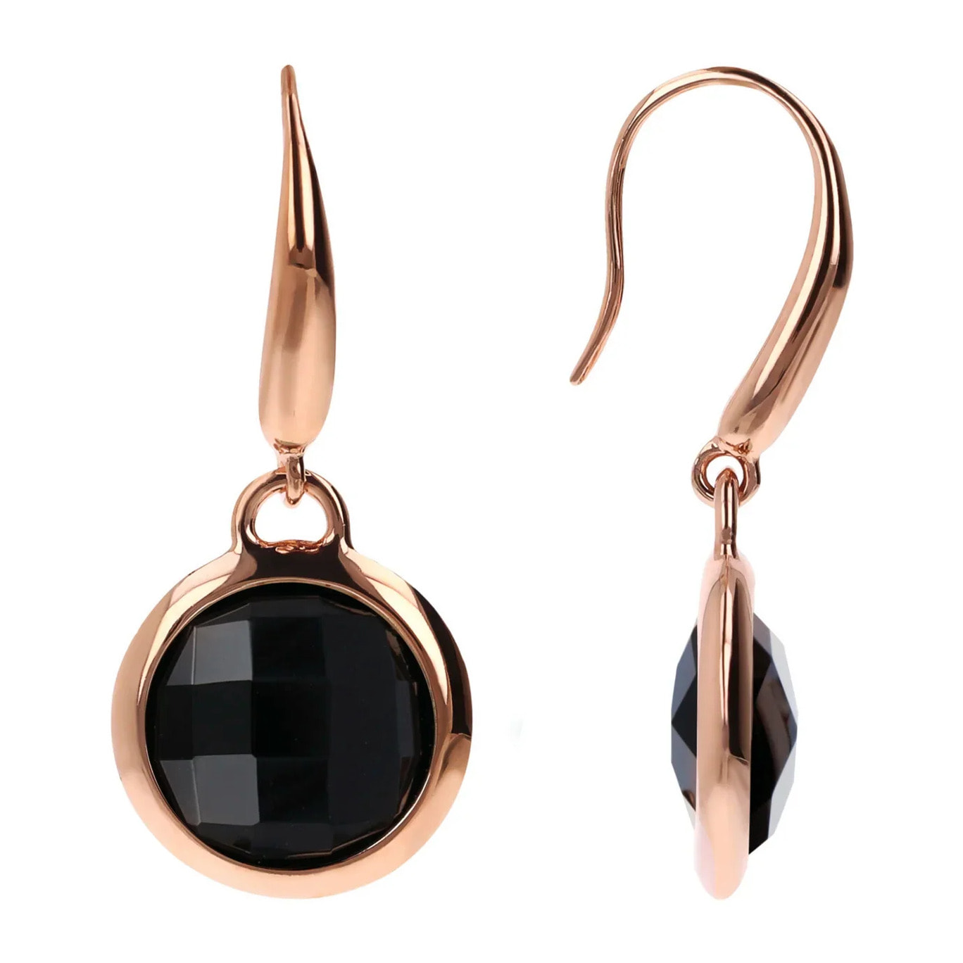 Orecchini Pendenti con Pietra Naturale Tonda Calcedonio Bianco